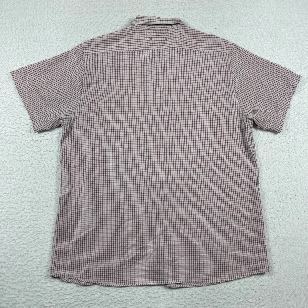 The North Face Button Down Shirt Mens XL Red‎ Gray Check Short Sleeve Outdoor